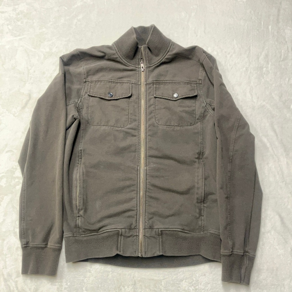 Lululemon Full Zip Jacket Men's S Dark Green Jericho Cotton Terry Bomber Pockets